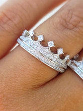 Load image into Gallery viewer, Crown Ring with CZ's - Sterling Silver