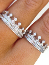 Load image into Gallery viewer, Crown Ring with CZ's - Sterling Silver