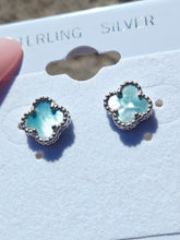 Load image into Gallery viewer, Ultra Mini Baby Blue Clover Stud Earrings