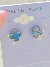 Load image into Gallery viewer, Ultra Mini Baby Blue Clover Stud Earrings