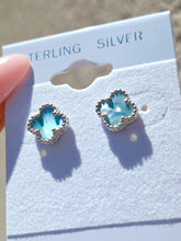 Load image into Gallery viewer, Ultra Mini Baby Blue Clover Stud Earrings
