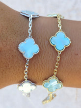 Load image into Gallery viewer, Baby Blue Clover Bracelet - Sterling Silver