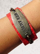 Load image into Gallery viewer, "Mon Amour" Red Leather Bracelet - Lenny and Eva