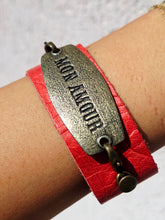 Load image into Gallery viewer, "Mon Amour" Red Leather Bracelet - Lenny and Eva