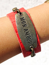 Load image into Gallery viewer, "Mon Amour" Red Leather Bracelet - Lenny and Eva