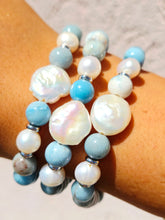 Load image into Gallery viewer, Pearl Coin Larimar Jasper Limited Edition Bracelet - Marie's 2026 TJazelle Exclusive