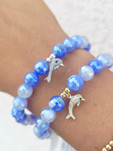 Load image into Gallery viewer, Dolphin on Mystic Periwinkle Agate Beaded Bracelet - Elena Michele