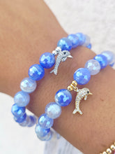 Load image into Gallery viewer, Dolphin on Mystic Periwinkle Agate Beaded Bracelet - Elena Michele