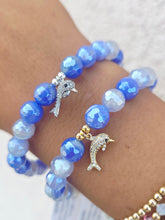 Load image into Gallery viewer, Dolphin on Mystic Periwinkle Agate Beaded Bracelet - Elena Michele