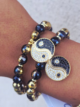 Load image into Gallery viewer, Yin Yang on Mystic Gold Onyx Charm Bracelet - Elena Michele