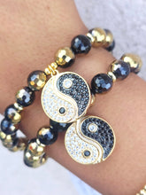 Load image into Gallery viewer, Yin Yang on Mystic Gold Onyx Charm Bracelet - Elena Michele