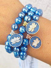 Load image into Gallery viewer, Lotus Disc on Mystic Blue Agate Beaded Bracelet - Elena Michele