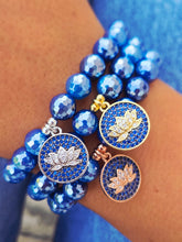 Load image into Gallery viewer, Lotus Disc on Mystic Blue Agate Beaded Bracelet - Elena Michele