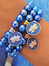 Load image into Gallery viewer, Lotus Disc on Mystic Blue Agate Beaded Bracelet - Elena Michele