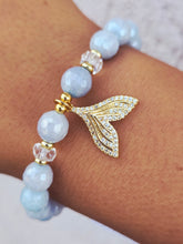 Load image into Gallery viewer, Whale Tail on Mystic Aquamarine Beaded Bracelet - Elena Michele