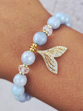 Load image into Gallery viewer, Whale Tail on Mystic Aquamarine Beaded Bracelet - Elena Michele