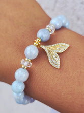Load image into Gallery viewer, Whale Tail on Mystic Aquamarine Beaded Bracelet - Elena Michele