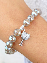Load image into Gallery viewer, Wine Glass on Mystic Dark Champagne Agate Beaded Bracelet - Elena Michele
