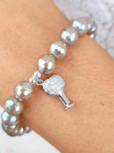 Load image into Gallery viewer, Wine Glass on Mystic Dark Champagne Agate Beaded Bracelet - Elena Michele