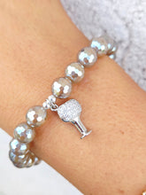 Load image into Gallery viewer, Wine Glass on Mystic Dark Champagne Agate Beaded Bracelet - Elena Michele