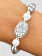 Load image into Gallery viewer, Pave Oval on Mystic Dark Champagne Agate Beaded Bracelet - Elena Michele