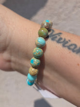 Load image into Gallery viewer, Pearl Coin on Aqua Jasper Beaded Bracelet - Elena Michele
