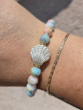 Load image into Gallery viewer, Pearl Shell on Coral Coast Shimmer Beaded Bracelet - Elena Michele