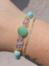 Load image into Gallery viewer, Chrysoprase on Mint Shimmer Glass Beaded Bracelet - Elena Michele