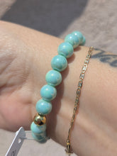 Load image into Gallery viewer, Chrysoprase on Mint Shimmer Glass Beaded Bracelet - Elena Michele