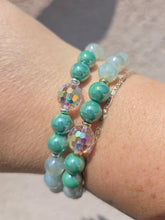Load image into Gallery viewer, AB Disco on Light Teal Agate &amp; Shimmer Beaded Bracelet - Elena Michele