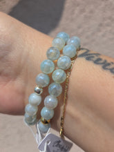 Load image into Gallery viewer, AB Disco on Light Teal Agate &amp; Shimmer Beaded Bracelet - Elena Michele