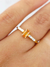 Load image into Gallery viewer, Mandarin Garnet Ring with Diamonds on the Band - 18K Yellow Gold