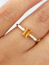 Load image into Gallery viewer, Mandarin Garnet Ring with Diamonds on the Band - 18K Yellow Gold