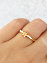Load image into Gallery viewer, Mandarin Garnet Ring with Diamonds on the Band - 18K Yellow Gold