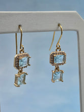 Load image into Gallery viewer, Aquamarine w/CZ French Hook Earrings *Limited Edition*