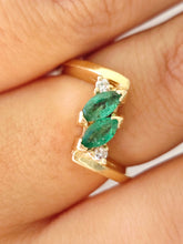 Load image into Gallery viewer, Double Emerald Estate Ring - 14K Yellow Gold - Estate