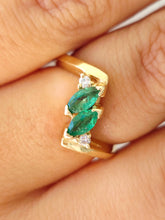 Load image into Gallery viewer, Double Emerald Estate Ring - 14K Yellow Gold - Estate