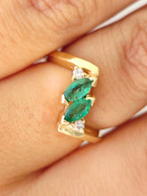 Load image into Gallery viewer, Double Emerald Estate Ring - 14K Yellow Gold - Estate