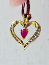 Load image into Gallery viewer, Ruby Heart Pendant - 10k Estate