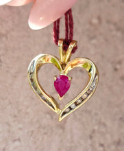 Load image into Gallery viewer, Ruby Heart Pendant - 10k Estate