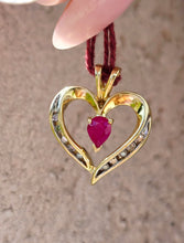 Load image into Gallery viewer, Ruby Heart Pendant - 10k Estate
