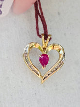 Load image into Gallery viewer, Ruby Heart Pendant - 10k Estate