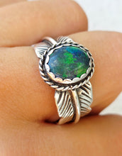 Load image into Gallery viewer, Opal Feather Ring - Sterling Silver - Estate