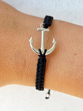 Load image into Gallery viewer, Anchor on Black Macrame Bracelet