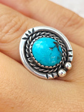Load image into Gallery viewer, Vintage Native American Ring with Blue Turquoise - Sterling Silver - Estate
