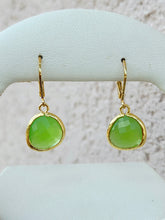 Load image into Gallery viewer, Peridot Opal - Mini Teardrop Gemstone Leverback