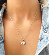 Load image into Gallery viewer, CZ Evil Eye 16" Necklace - Sterling Silver