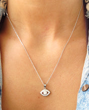Load image into Gallery viewer, CZ Evil Eye 16" Necklace - Sterling Silver