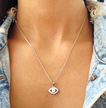 Load image into Gallery viewer, CZ Evil Eye 16" Necklace - Sterling Silver