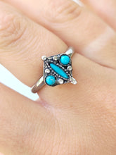 Load image into Gallery viewer, Three Turquoise Stone Ring - Silver
